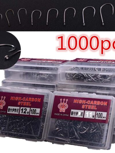 1000Pcs Fish hooks High Carbon Steel Fish Hooks 3#-12# 10 Sizes