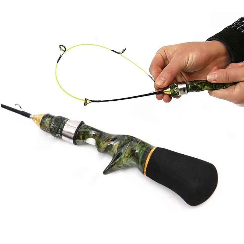 Winter Ice Fishing 50cm 60cm Camouflage Gun Type Ice Fishing Rod Super Soft Strong Mini Shrimp Fishing Rod for Boat Sea Fishing
