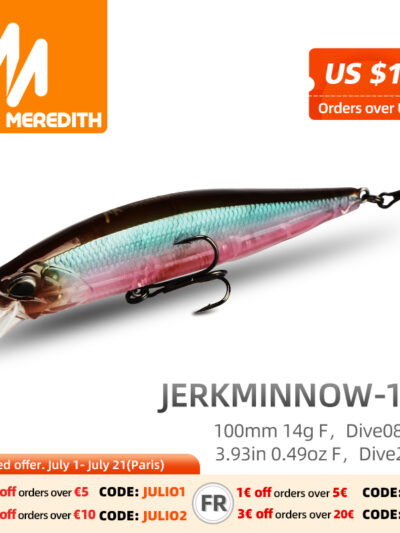 MRERDITH JERK MINNOW 100F 14g Hot Model Fishing Lure Hard Bait 24Color wobbler Minnow Quality Professional Depth0.8-1.5m