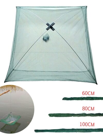 Fishing Net Foldable Folding Mesh Nylon Fishing Net Baits Trap Cast Dip Crab Shrimp Nets Automatic Trap Outdoor Fishnet Portable
