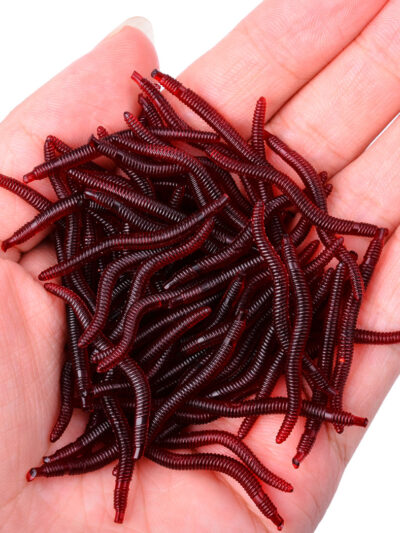 20/50PCS: Lifelike Smell Red Soft Earthworm