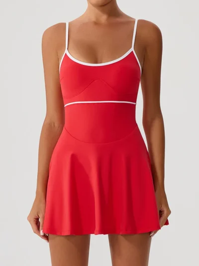 Red Pickleball Dress For Women with Pockets