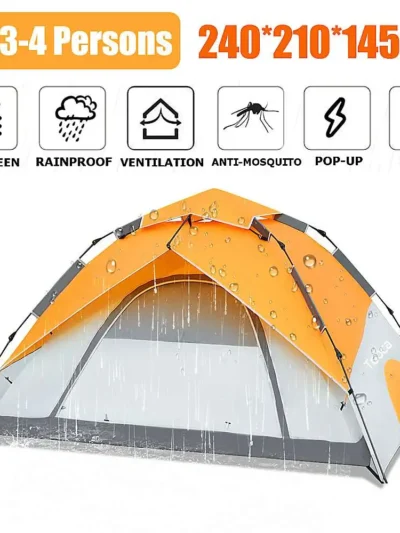 4 Person Automatic Camping Tents Family Outdoor Instant Setup Tent 4 Season Windproof Waterproof Ultralight Portable Pop up Tent