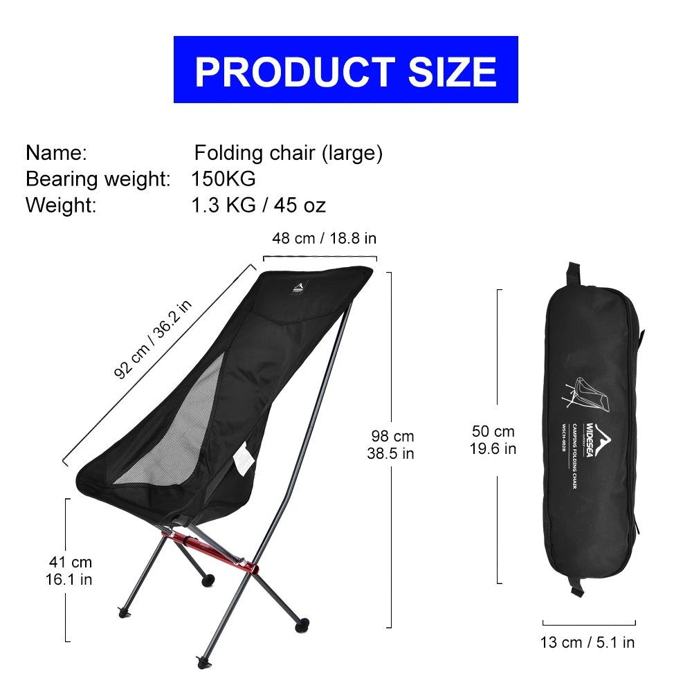 Widesea Camping Fishing Folding Chair Tourist Beach Chaise Longue Chair for Relaxing Foldable Leisure Travel Furniture Picnic - Image 3