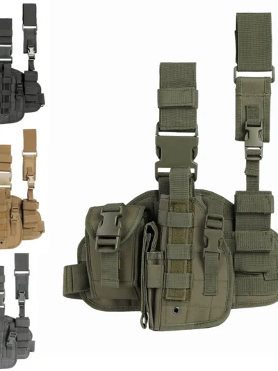 Tactical Leg Gun Holster Outdoor Multi-function Camouflage Bag Tied Leg Pistol Protective Cover Phone Pocket Hunting Gear
