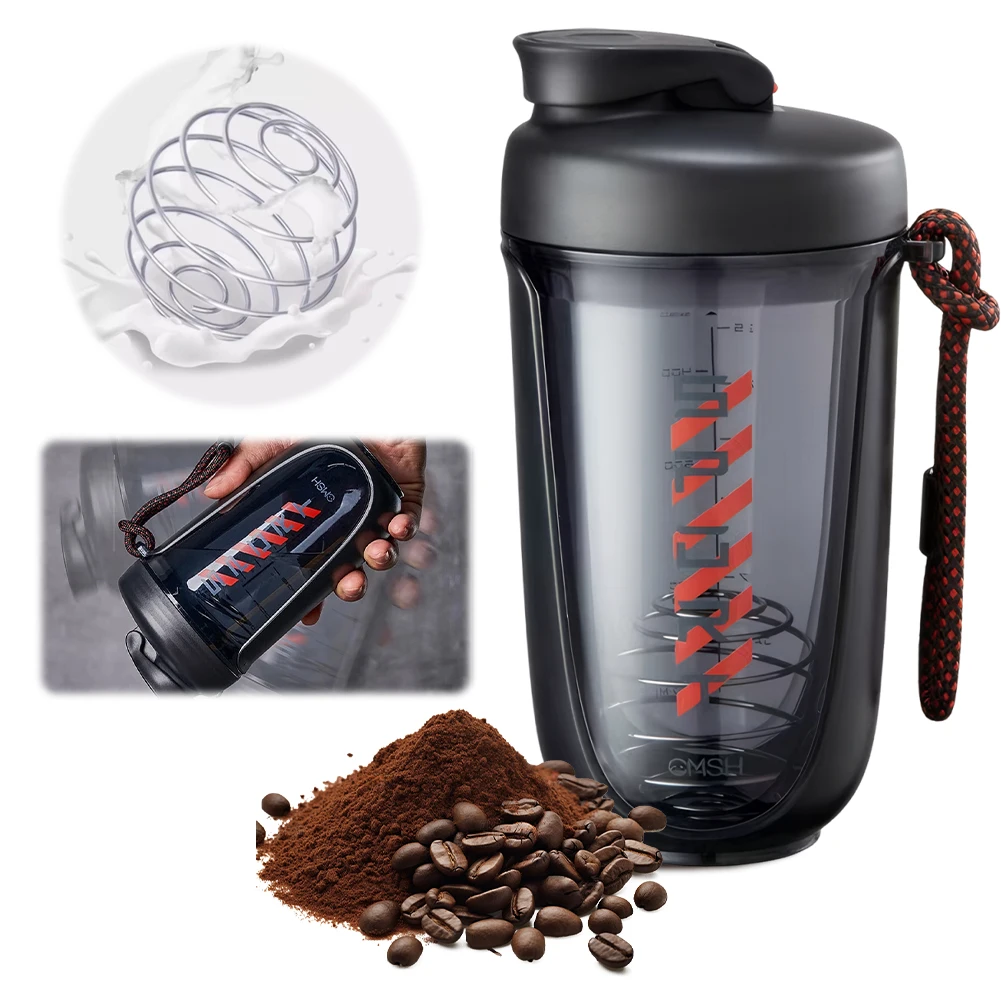 590ml Drink Shake Bottle with Shaker Ball Fitness Water Cup Leak Proof Whey Protein Powder Mixer Bottle for Indoor Outdoor