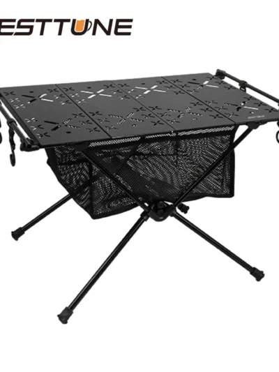 WESTTUNE Folding Camping Table Aluminum Lightweight Portable Table with Storage Mesh Bag for Outdoor Backyard Picnic BBQ Hiking
