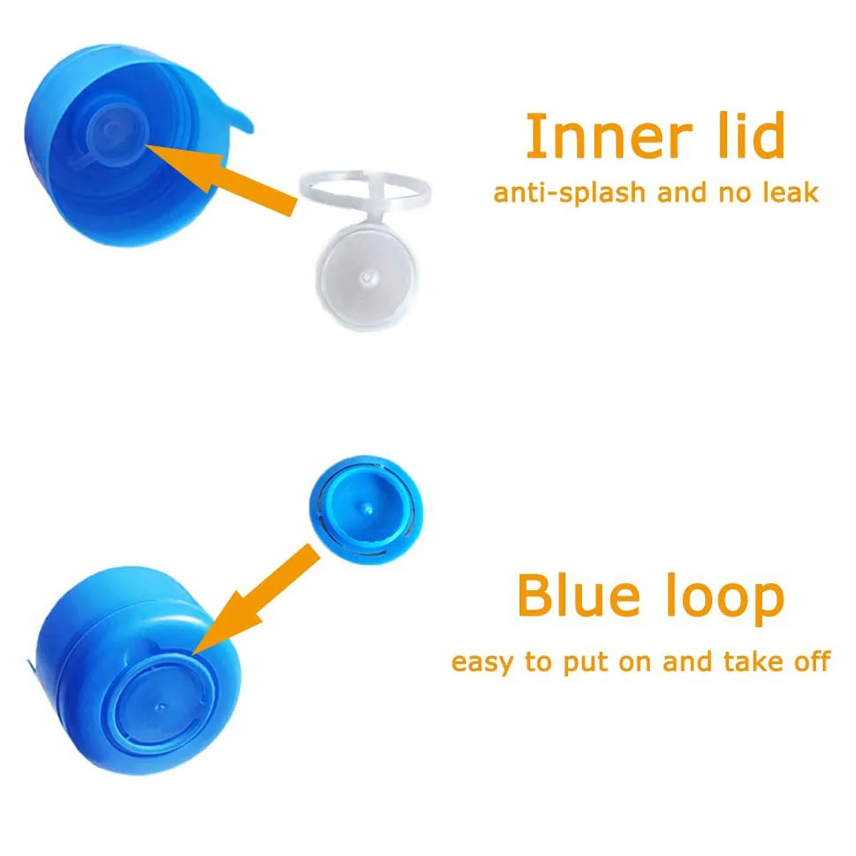 20Pc 55mm Water Bottle Snap Cap Cover Reusable Water Jug Cap Cover Replacement 3-5 Gallon Non-Spill Anti Splash Peel Lid Stopper - Image 5