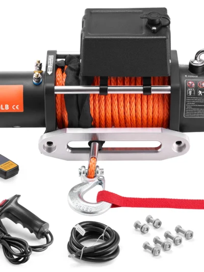 SucceBuy 13500lbs Electric Winch Car Truck Winch with 80ft Synthetic Rope Wireless & Wired Remote Control for Towing Off-Road