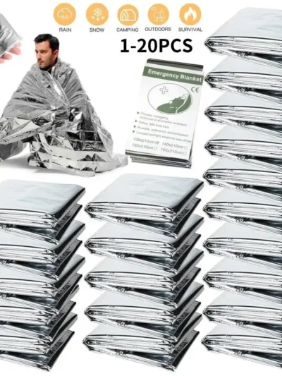 1-20PCS Emergency Blanket Outdoor Survival First Aid Kit Windproof Insulation Lifesaving PET Keep Foil Thermal Rescue Blanket