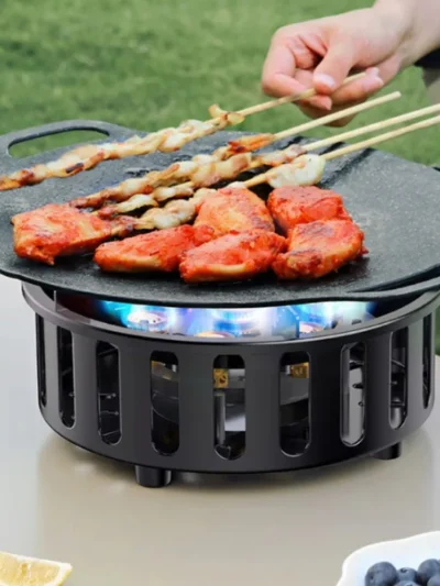 Portable 7-Core High-Power 19800W Camping Stove Windproof Gas Burner with Electronic Ignition for Outdoor Cooking Equipment