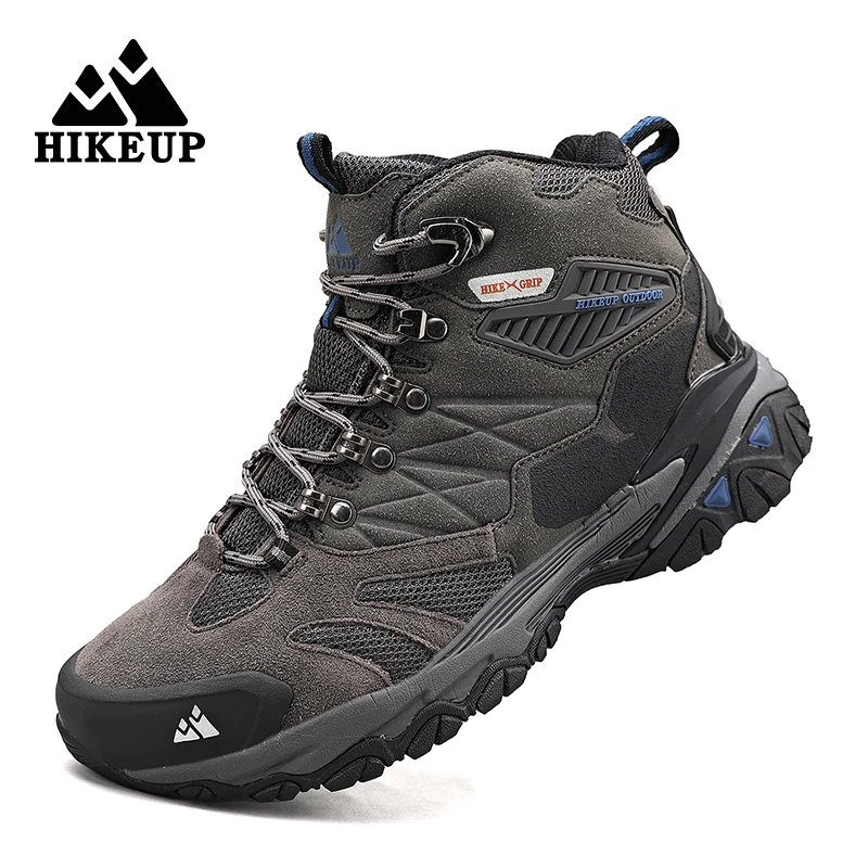 HIKEUP Winter Boot Men Outdoor Hiking Boots Suede High Top Leather Outdoor Trekking Sneakers Mens Mountain Tactical Boots - Image 2