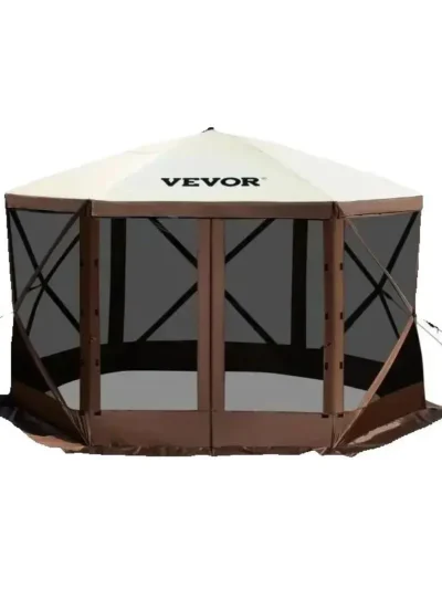 SucceBuy Pop-up Camping Gazebo Camping Canopy Shelter 6 Sided 12' x 12' / 10' x 10' Sun Shade Tents & Canopies Camping & Hiking