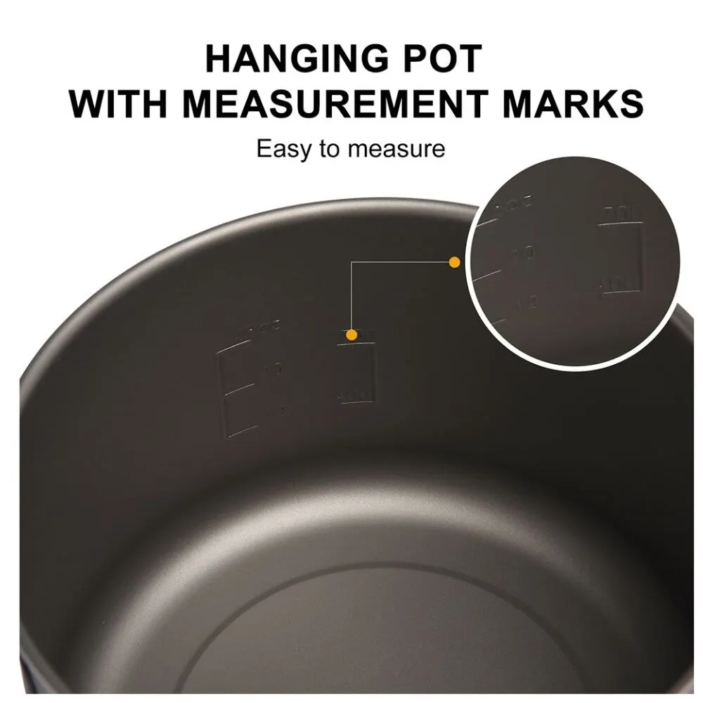 Widesea Camping Tableware Titanium Cookware Set Tourism Cauldron Outdoor Cooking Pot Frying Pan Picnic Kitchen Hiking Trekking - Image 6