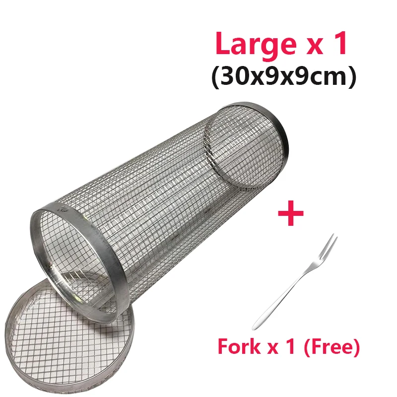 1-4pcs Rolling Grilling Basket Stainless Steel BBQ Grill Basket Mesh Portable Outdoor Camping Barbecue Rack kitchen accessories - Image 9