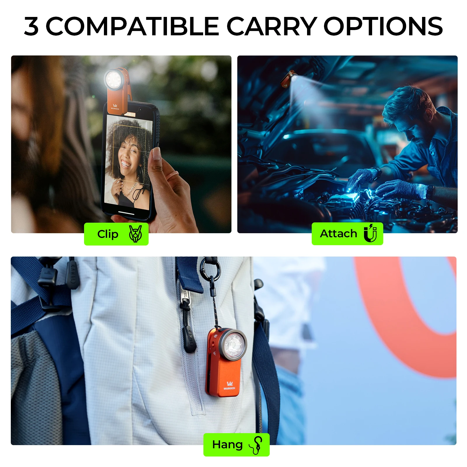 Wurkkos HD03 680LM Mini Clip Light USB Rechargeable Pocket Flashlight Spotlight/Floodlight Portable RGB Torch with Magnet - Image 6