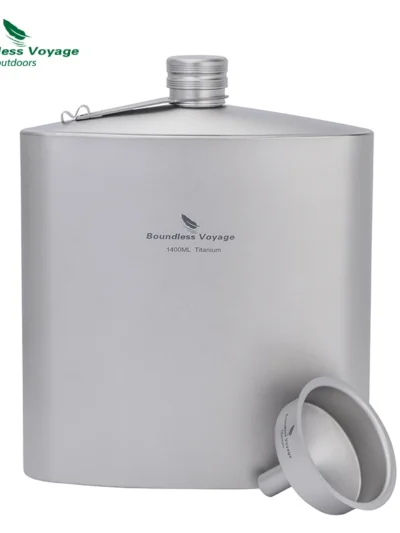 Boundless Voyage Titanium Water Bottle 1.4L Outdoor Camping Hiking Sports Hydration Flask Bottle with Leakproof Clip Ti3265D