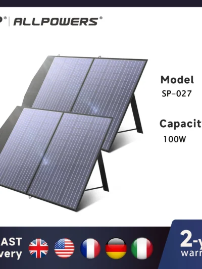 ALLPOWERS Foldable and Portable Solar Panel 100 / 200W Solar Battery Charger,Outdoor Emergency Backup Power for Powerstation etc