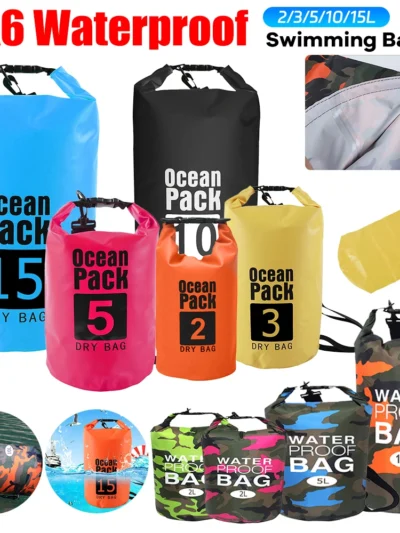 15-2L Swimming Waterproof Dry Bag Outdoor Floating Trekking Beach Backpack PVC Thickened Double-Layer Fabric IPX6 Waterproof Bag