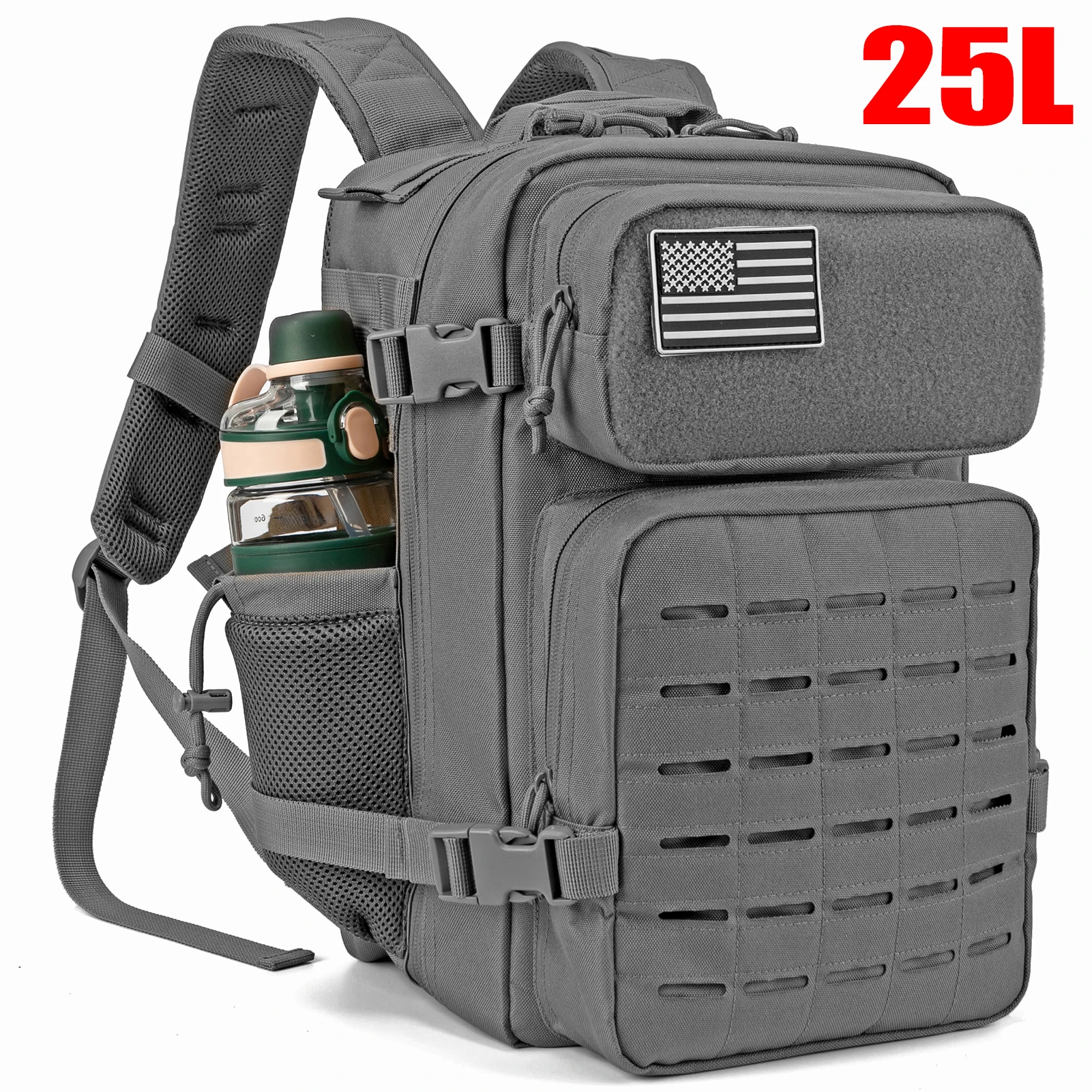 25L Tactical Backpack Outdoor Bag Fitness Backpack MOLLE Backpack Women's/Men's Hiking Survival Backpack Men's Dual Cup Holder - Image 10