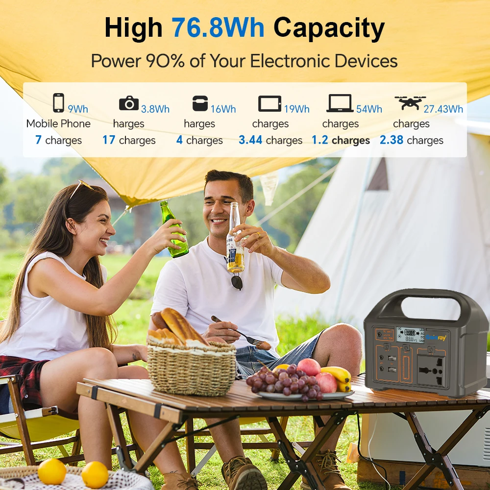 Gaiaray 100W Portable Power Station 220V/110V Power Bank 76.8Wh Solar Power Generator LiFePO4 Outdoor Energy For Camping Travel - Image 2