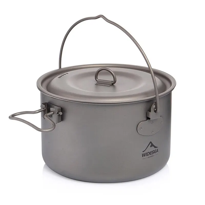 Widesea Camping Tableware Titanium Cookware Set Tourism Cauldron Outdoor Cooking Pot Frying Pan Picnic Kitchen Hiking Trekking - Image 10