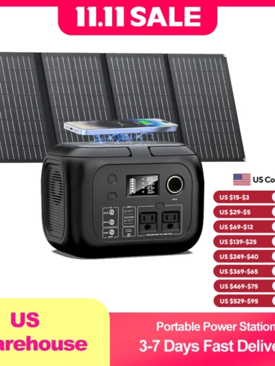 300W 260Wh Portable Power Station with Solar Panels 40W Solar Generator with AC Outlet 110V for Outdoor Garden Travel Camping RV