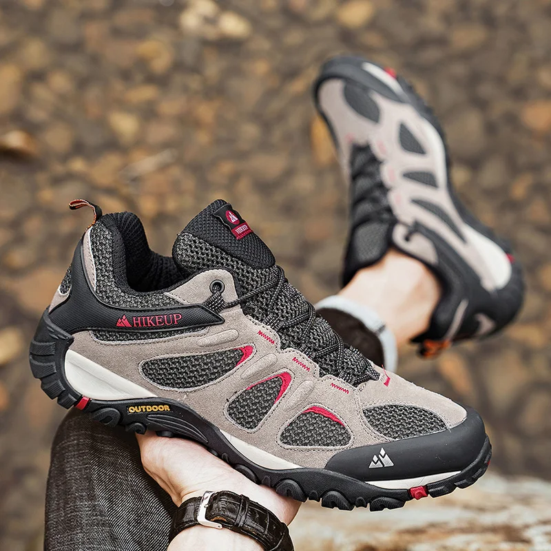 HIKEUP New Non-slip Wear Resistant Men‘s Outdoor Hiking Shoes Breathable Splashproof Climbing Men Sneaker Hunting Mountain Shoes - Image 5