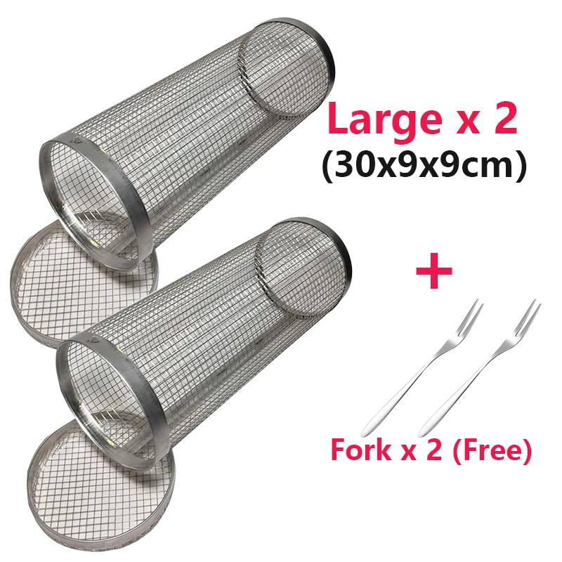 1-4pcs Rolling Grilling Basket Stainless Steel BBQ Grill Basket Mesh Portable Outdoor Camping Barbecue Rack kitchen accessories - Image 8
