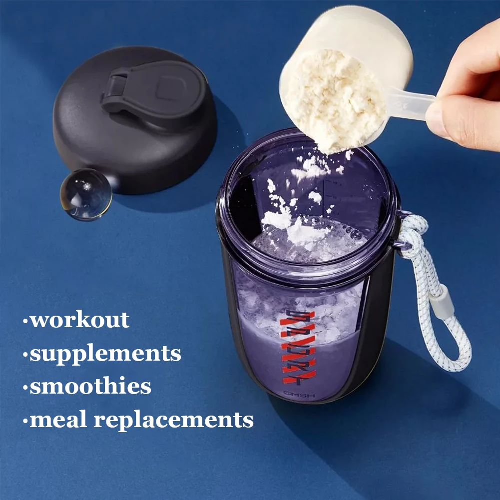 590ml Drink Shake Bottle with Shaker Ball Fitness Water Cup Leak Proof Whey Protein Powder Mixer Bottle for Indoor Outdoor - Image 5