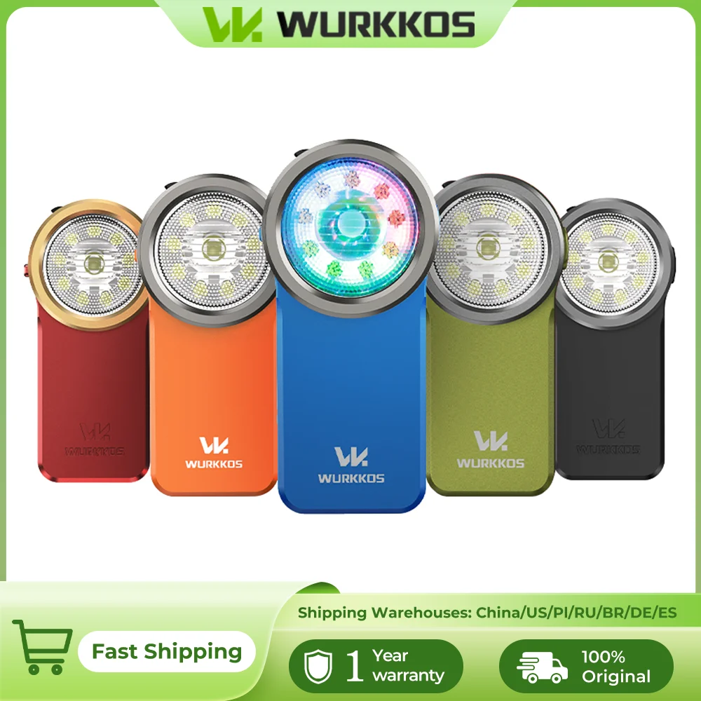 Wurkkos HD03 680LM Mini Clip Light USB Rechargeable Pocket Flashlight Spotlight/Floodlight Portable RGB Torch with Magnet
