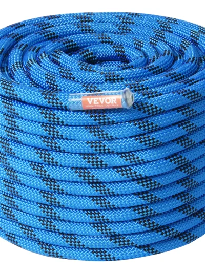 VEVOR 12.7mm Static Climbing Rope 125/150/200ft Outdoor Rock Climbing Rope 30KN Breaking Tension Fiber Rope w/ Steel Snap Hooks