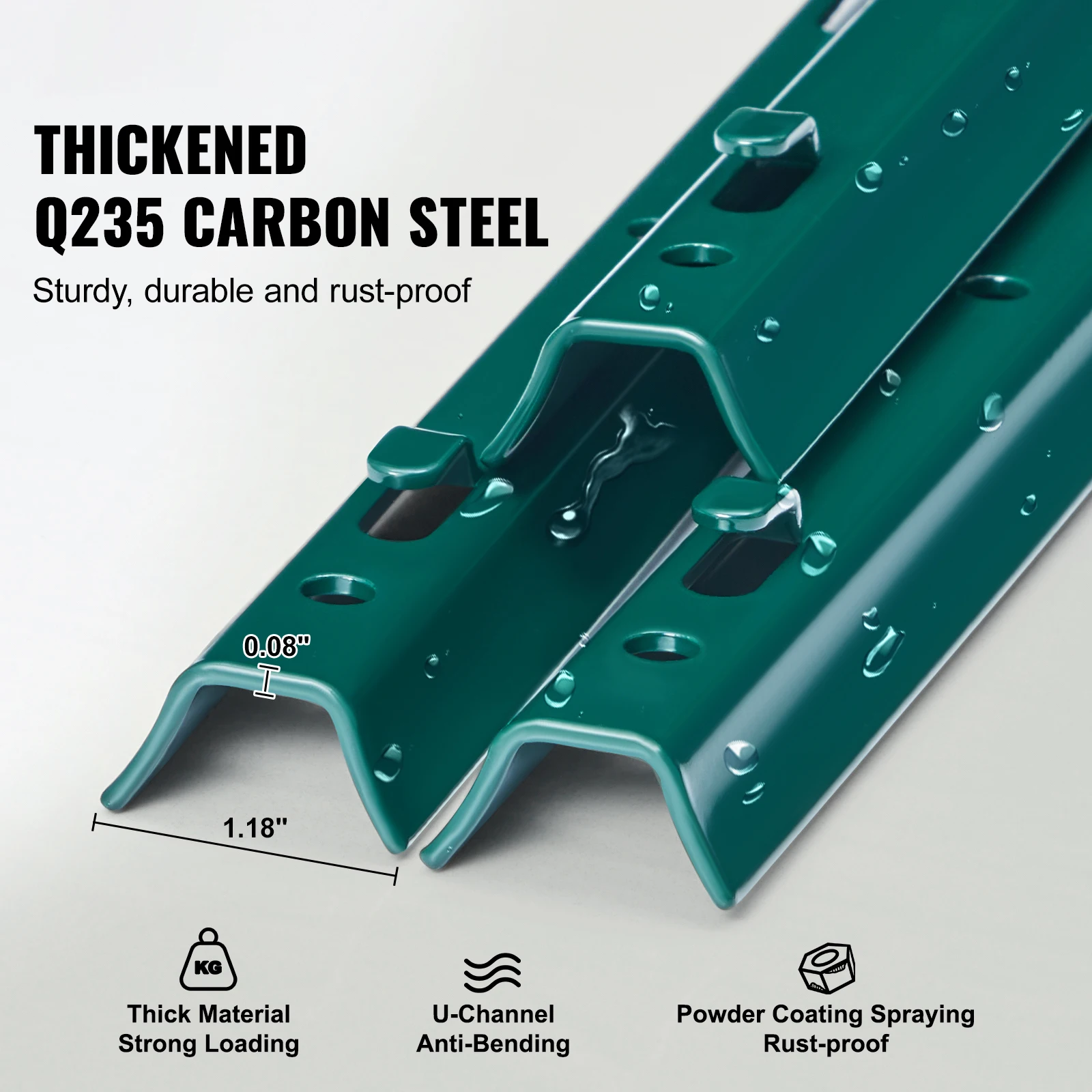 SucceBuy Fence Post T-Post Heavy Duty Metal Fence Post Sturdy Steel Fence Stakes for Garden Yard Lawn Farms Outdoor Wire Fencing - Image 2