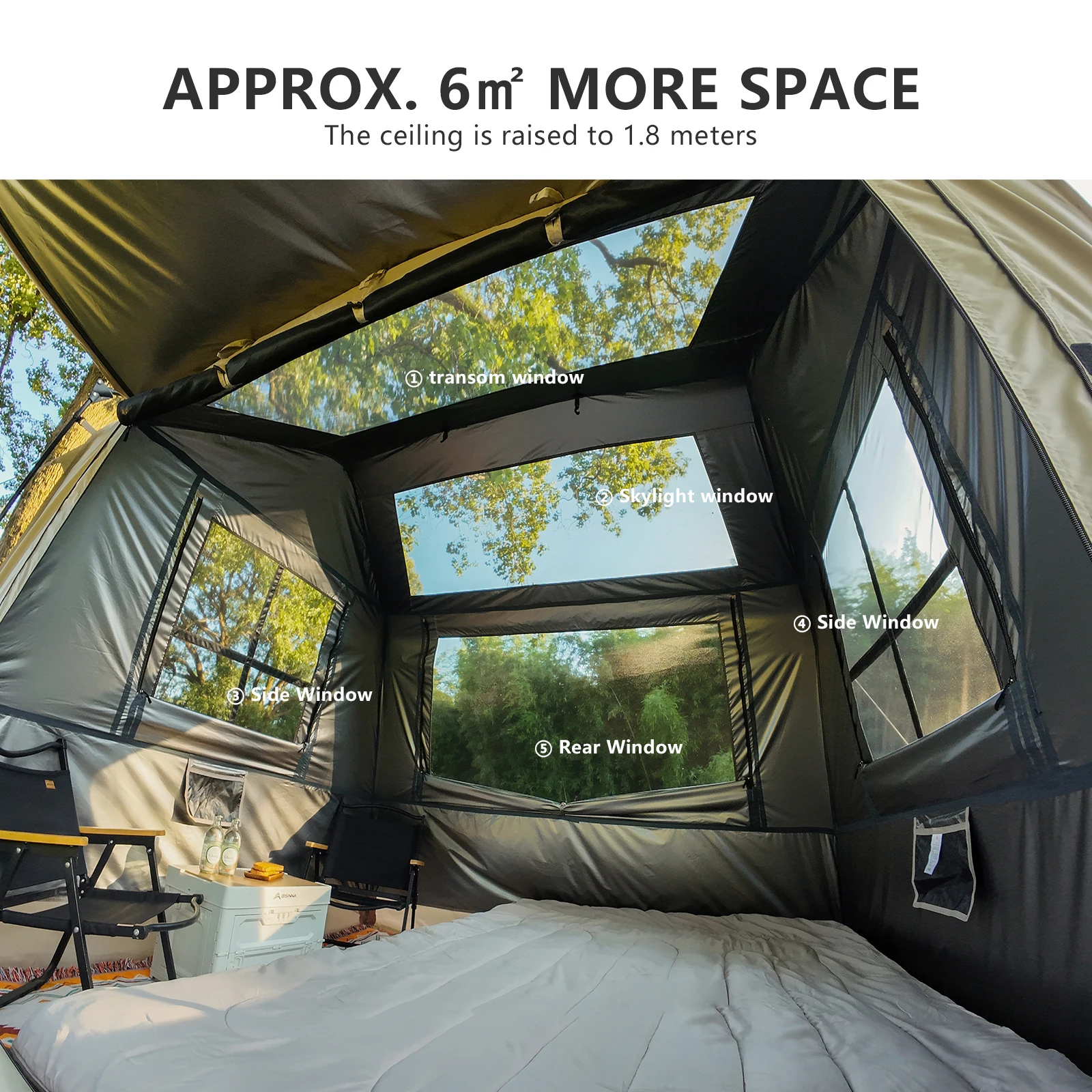 BISINNA One-touch Ridge Type Tent Titanium Glue 3-4 Person Outdoor Automatic Camping Family Tent - Image 3