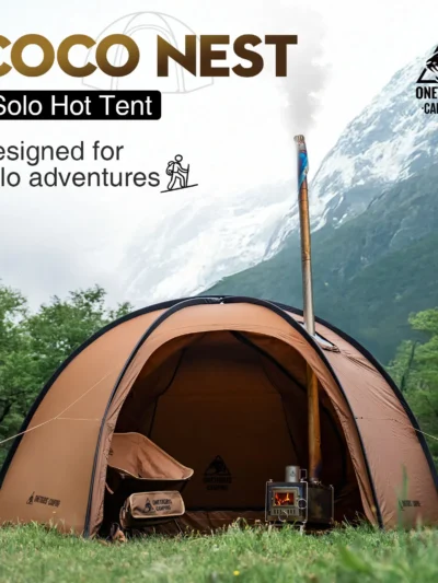 OneTigris Coco Nest Solo Dome Tent with Stove Jack 3000mm Waterproof Camping Hot Tent with Mesh Inner for Bushcraft Glamping