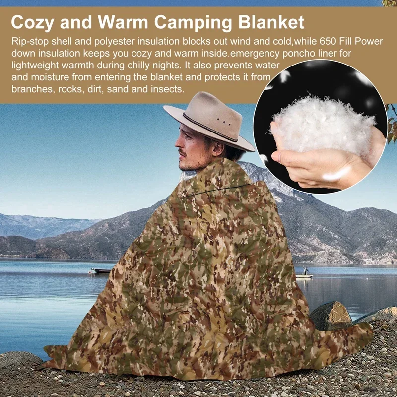 Tactical Army Poncho Liner Camouflage Water Repellent Woobie Quilted Blanket Suitable for Camping, Shooting, Hunting - Image 4