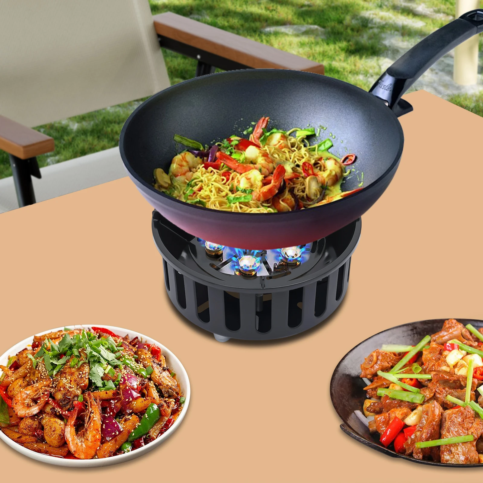 21000W Portable Butane Camping Stove outdoor burner with 2 Adapters Gas Stove propane portable stove for Outdoor Frying Boiling - Image 2