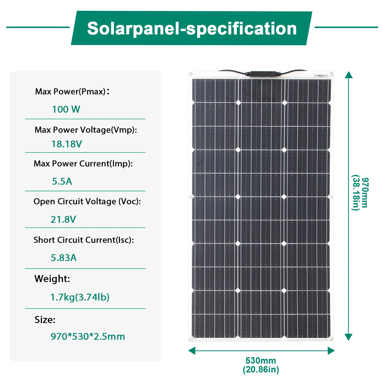 Flexible Solar Panel 100W/200W 18V Eco-Friendly Monocrystalline Solar Panel - Image 3