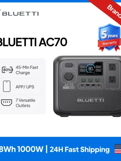 【US PLUG】BLUETTI AC70 Portable Power Station | 1000W 768Wh, Generator for Road Trip, Off-grid, Power Outage