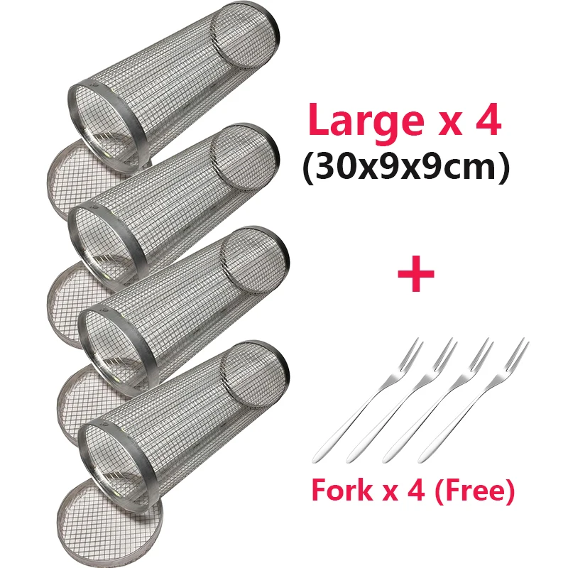 1-4pcs Rolling Grilling Basket Stainless Steel BBQ Grill Basket Mesh Portable Outdoor Camping Barbecue Rack kitchen accessories - Image 7
