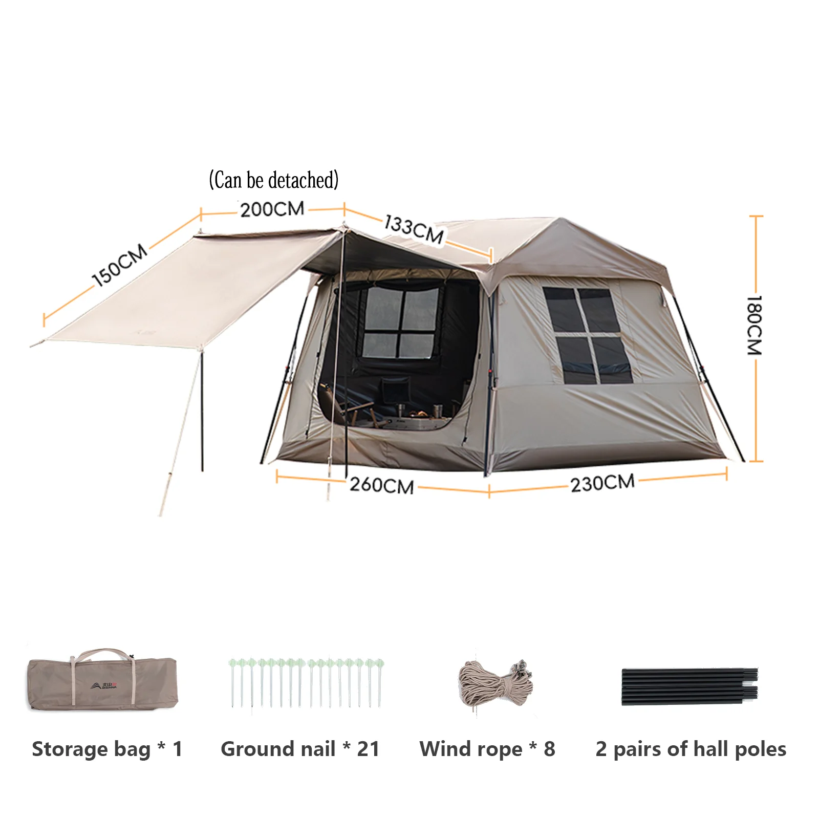 BISINNA One-touch Ridge Type Tent Titanium Glue 3-4 Person Outdoor Automatic Camping Family Tent - Image 7