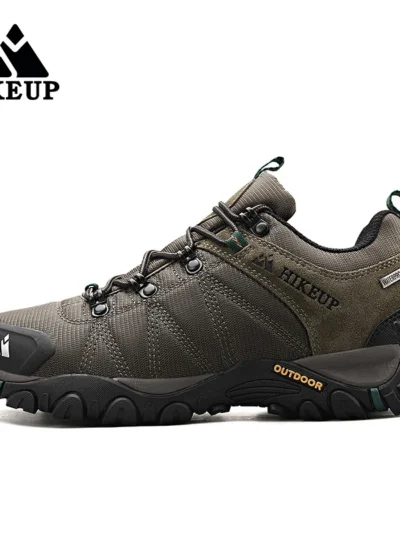 HIKEUP Non-slip Men Hiking Shoes Breathable Outdoor Wear Resistant Splashproof Climbing Men Sneaker Tourism Mountain Shoes