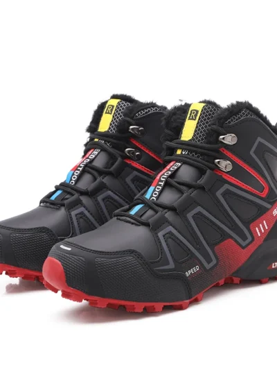 Men's snow boots, warm and non slip outdoor hiking boots, lightweight walking shoes in winter