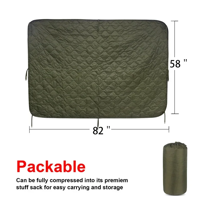 Tactical Army Poncho Liner Camouflage Water Repellent Woobie Quilted Blanket Suitable for Camping, Shooting, Hunting - Image 10