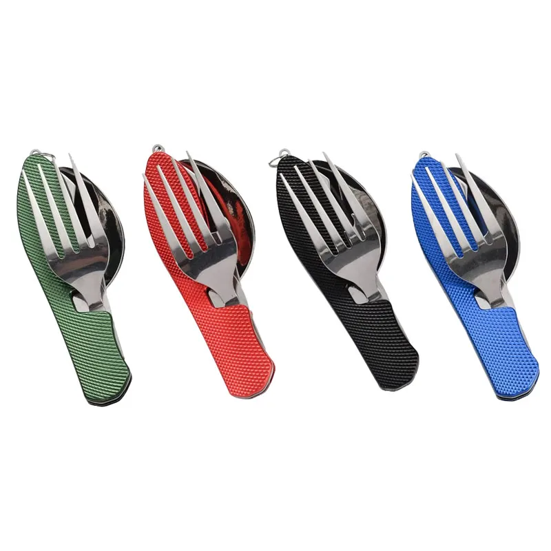 Outdoor Camping Portable Stainless Steel Foldable Spoon Fork Knife Bottle Opener Combo Set Cutlery Home Multitool Tableware - Image 10