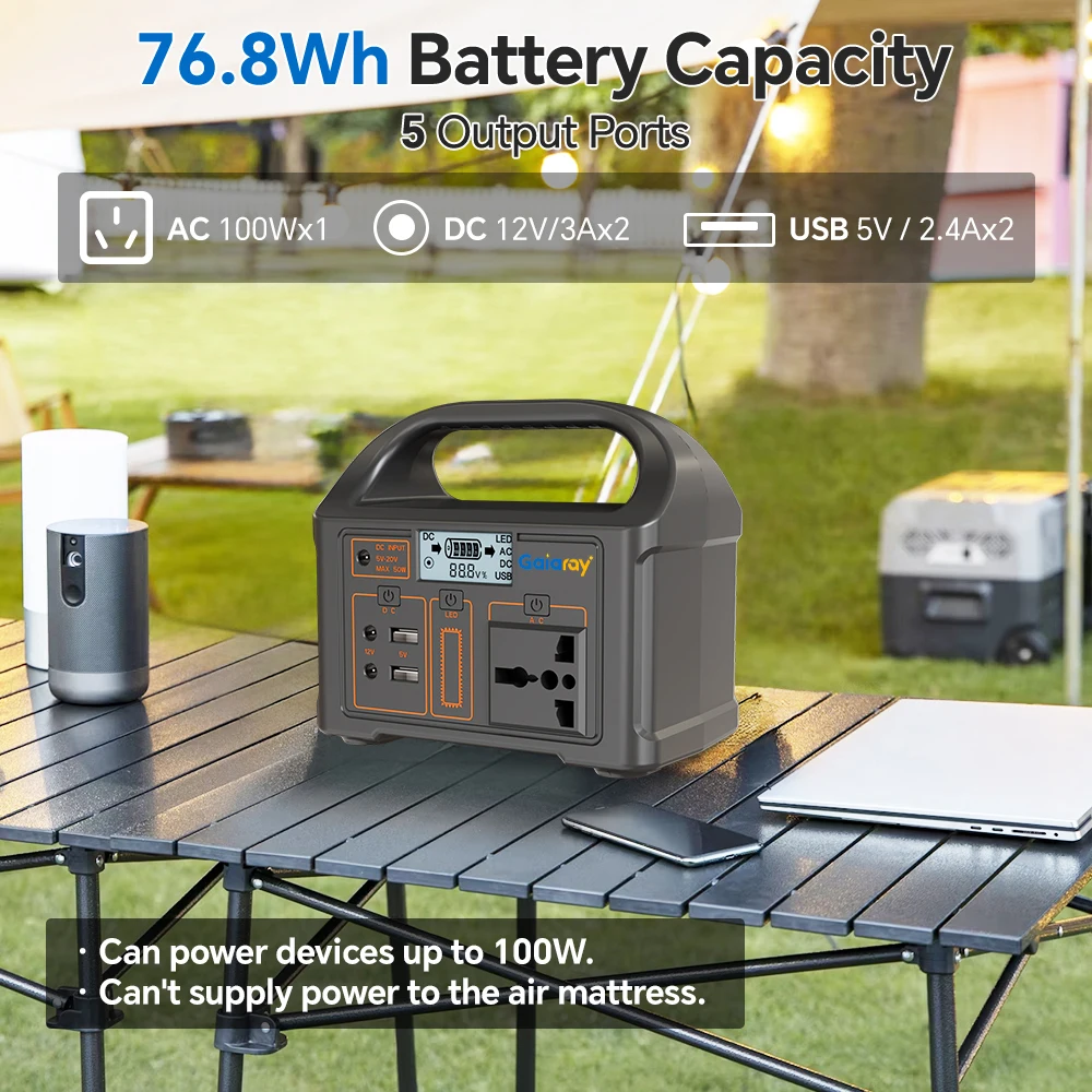 Gaiaray 100W Portable Power Station 220V/110V Power Bank 76.8Wh Solar Power Generator LiFePO4 Outdoor Energy For Camping Travel - Image 3