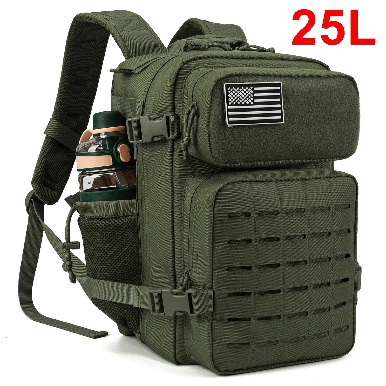 25L Tactical Backpack Outdoor Bag Fitness Backpack MOLLE Backpack Women's/Men's Hiking Survival Backpack Men's Dual Cup Holder - Image 8