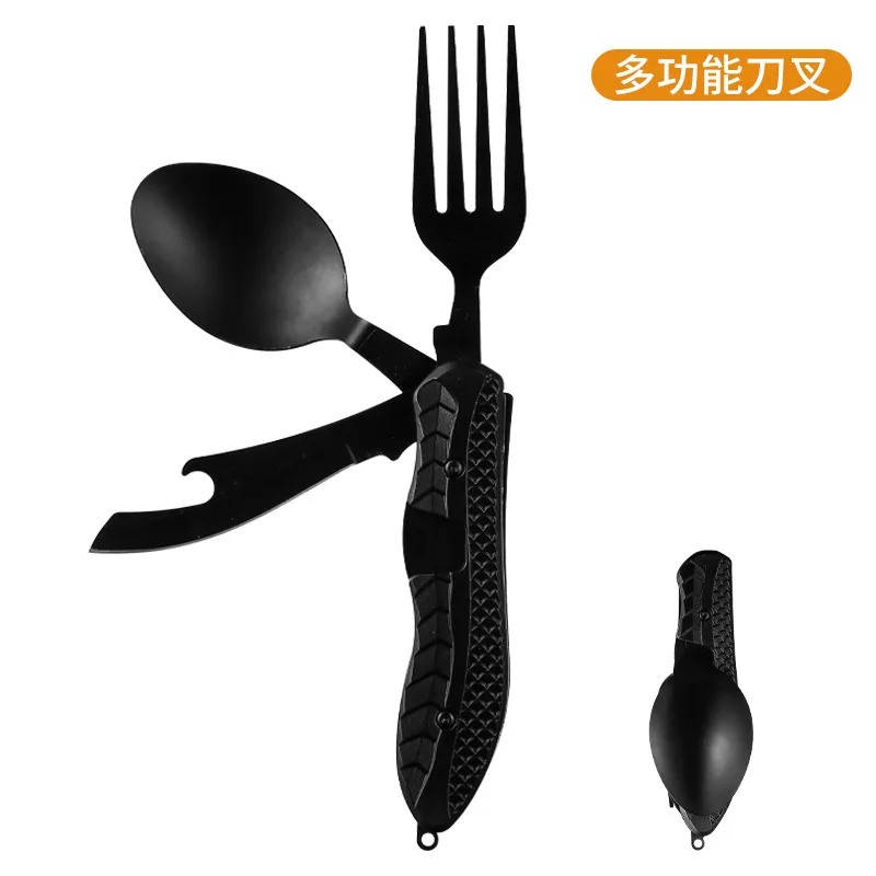 Outdoor Camping Portable Stainless Steel Foldable Spoon Fork Knife Bottle Opener Combo Set Cutlery Home Multitool Tableware - Image 16