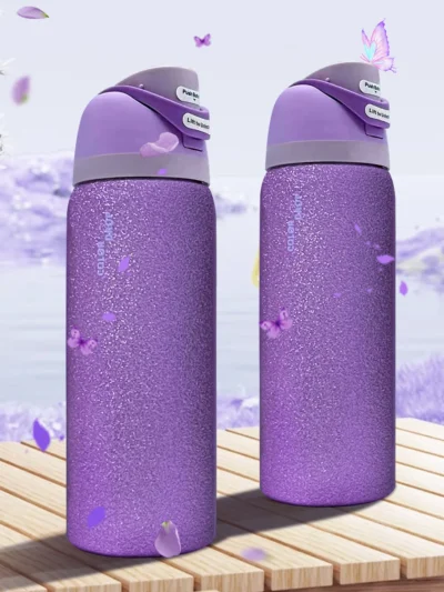 OwaIa diamond violet color,32OZ/945ml outdoor sports water bottle, double-layer vacuum insulated portable drinking cup