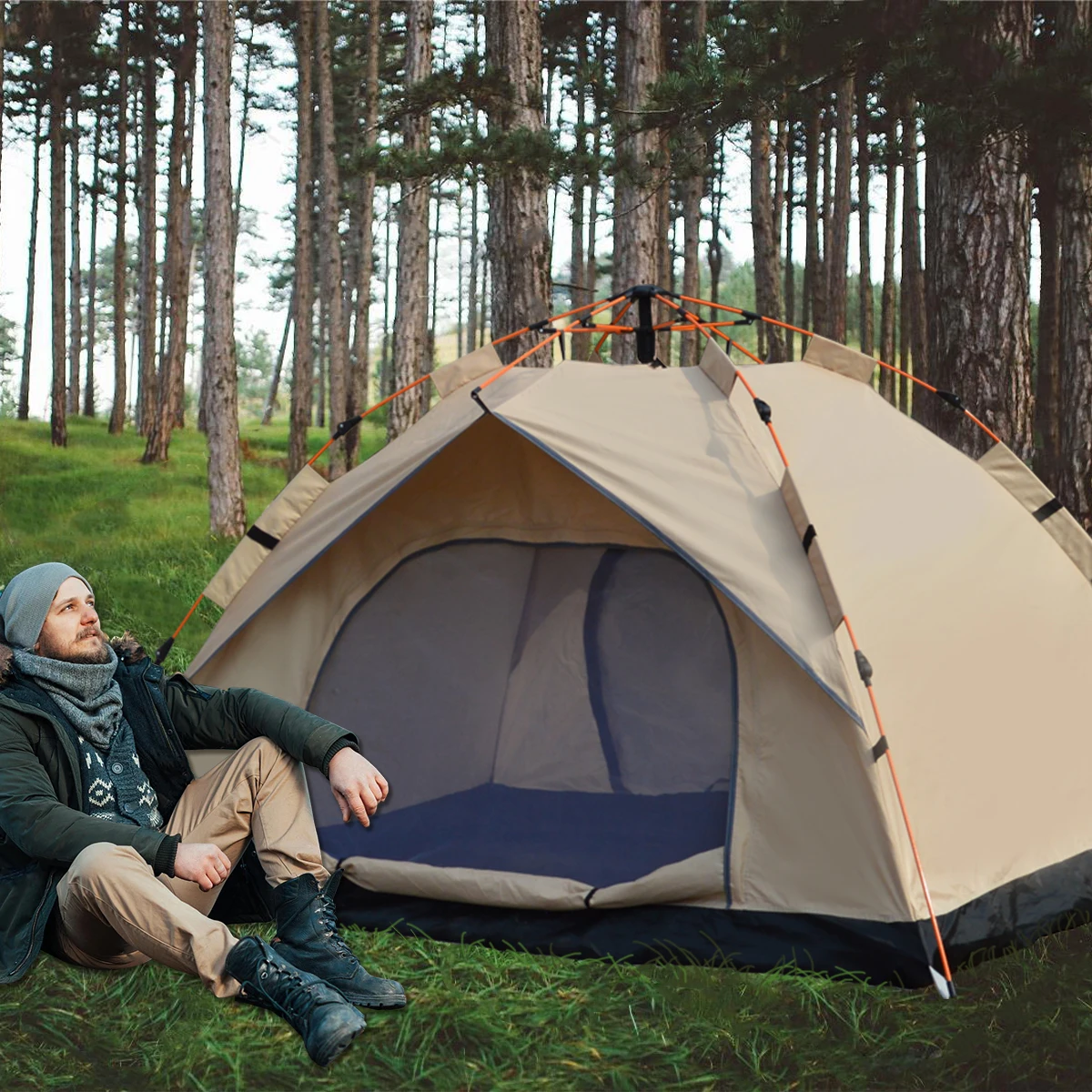 Outdoor Automatic Quick-opening Tent Automatic Rainproof Sunshine-proof Tent Two windowless doors - Image 2